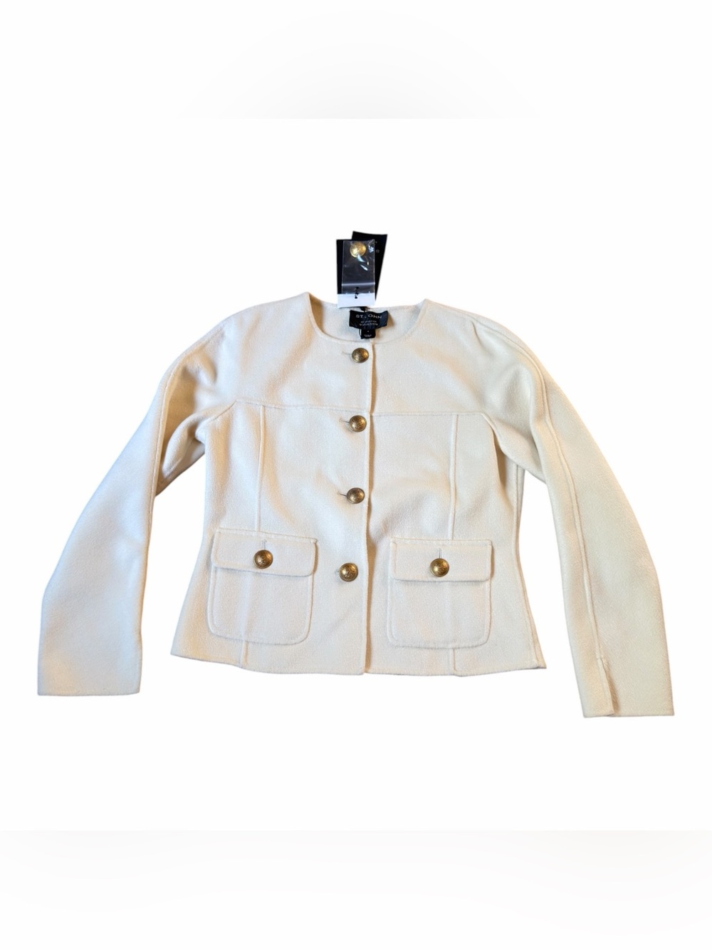 St. John Collection Angora Wool Cashmere Jacket Size 4 Gold Button NWT Nordstrom